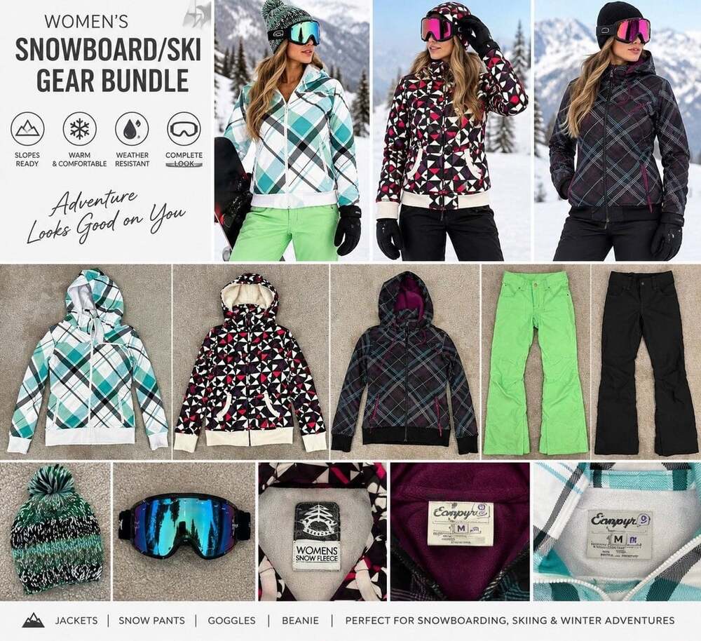 Empyre Snow Fleece Hooded Jackets Small With Pants XS And Goggles Y2K
